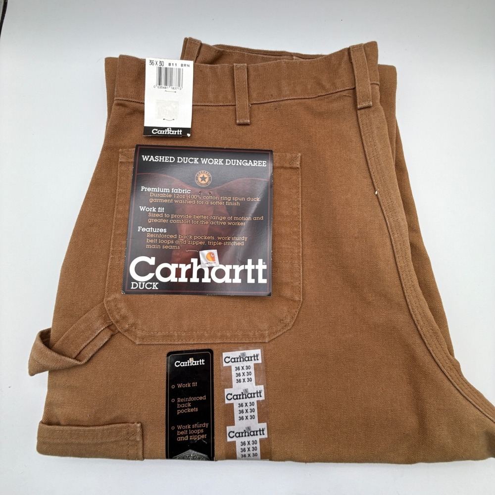 Carhartt Washed Duck Work Dungaree Pants B11 BRN 36x30 Mens USA NOS‎ NWT